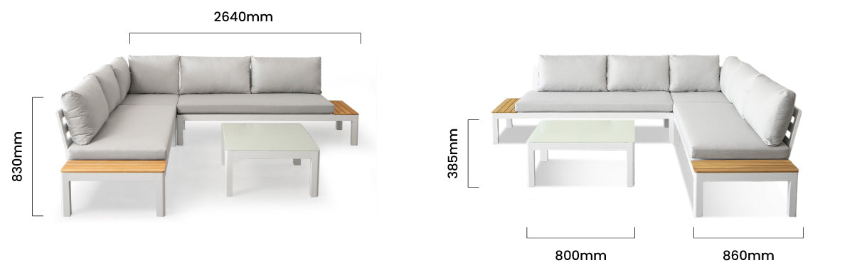 Bristol Hoek Loungeset (Steen) – Aardse neutrale tinten