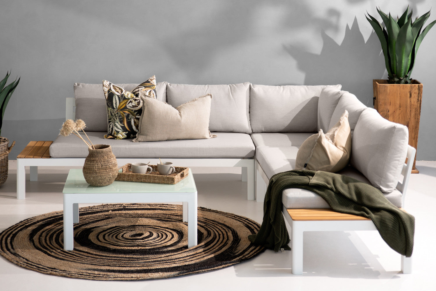 Bristol Hoek Loungeset (Steen) – Aardse neutrale tinten