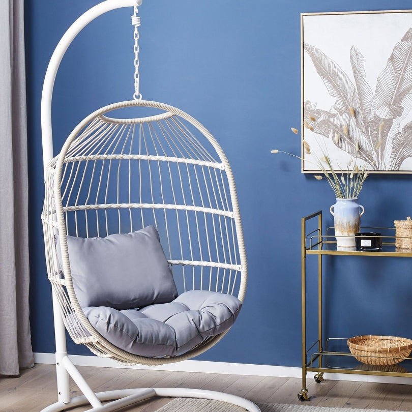 Klassieke Hangstoel met Standaard – Helderwit