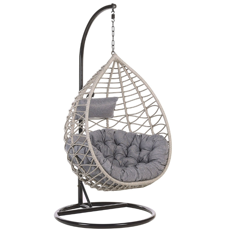 Luxe Hangstoel | Incl.Standaard & Kussens | Lichtgrijs