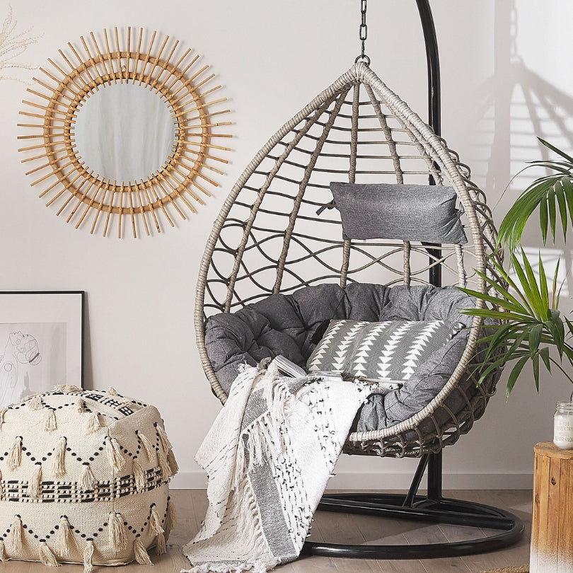 Luxe Hangstoel | Incl.Standaard & Kussens | Lichtgrijs