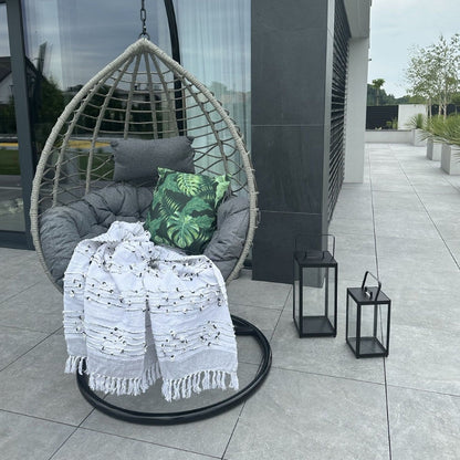 Luxe Hangstoel | Incl.Standaard & Kussens | Lichtgrijs