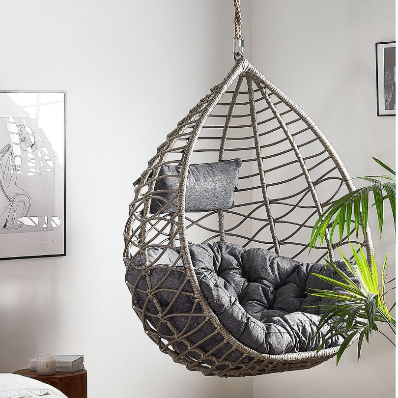 Luxe Hangstoel | Incl.Standaard & Kussens | Lichtgrijs