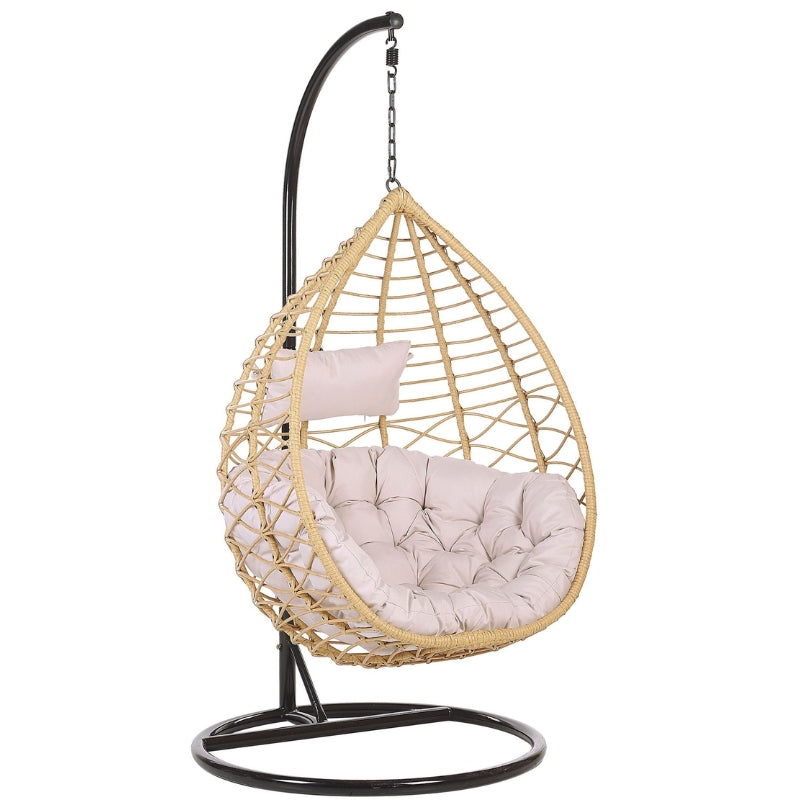 Luxe Hangstoel met Standaard – In natuurtint