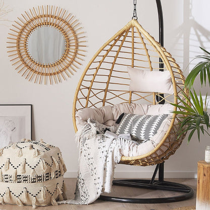 Luxe Hangstoel met Standaard – In natuurtint