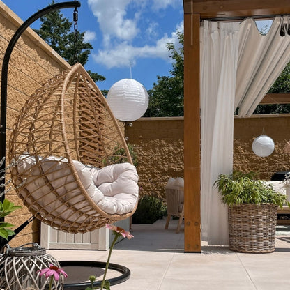 Luxe Hangstoel met Standaard – In natuurtint