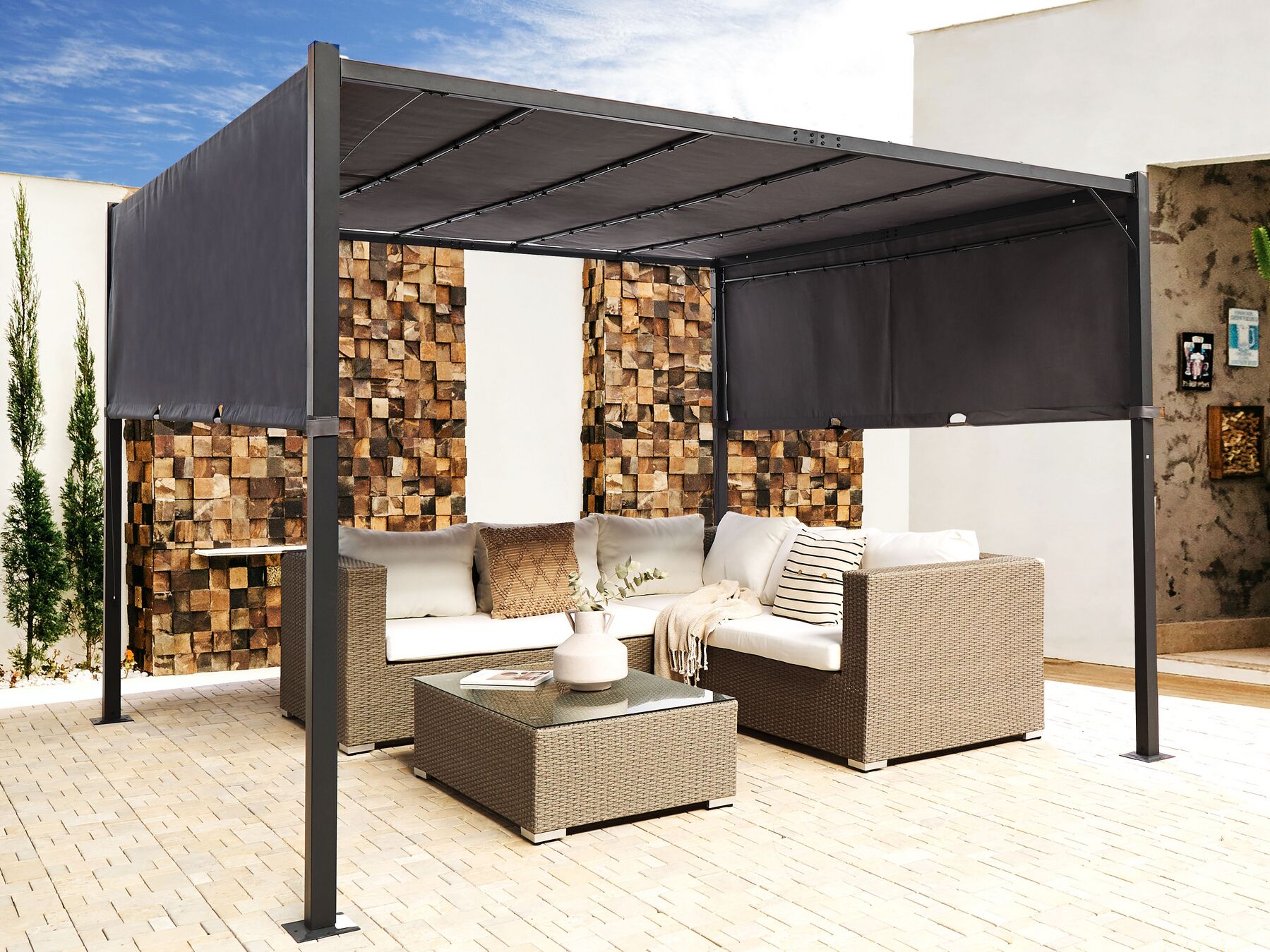 Smart Pergola LuxeShine | UV-Bestendig | Verstelbaar | LED lamp op zonne-energie