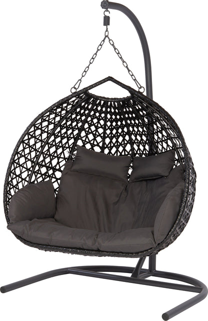 Adam 2-Persoons Hangstoel met Standaard – Matzwart frame