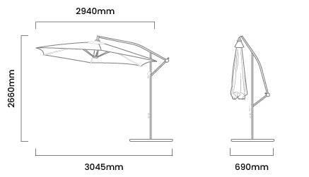 Miami Zweefparasol (Beige) – Zonsondergangreflectie