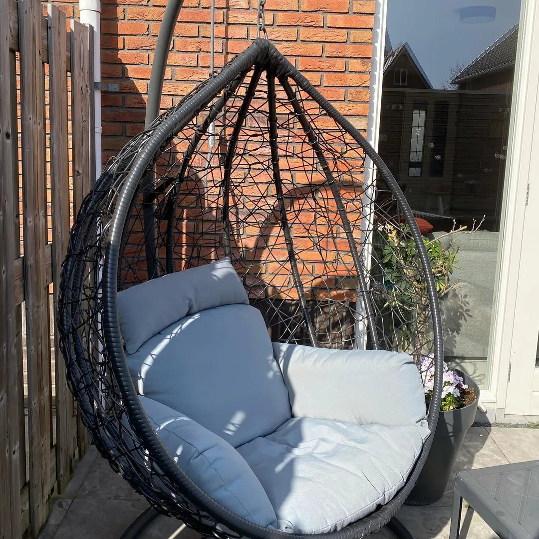 Klassieke Hangstoel met Standaard en kussens – Antraciet